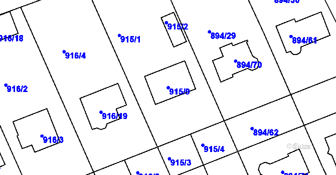 Parcela st. 915/9 v KÚ Ivanovice na Hané, Katastrální mapa