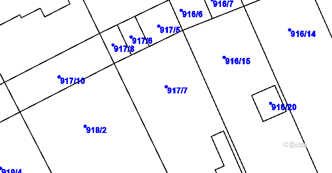 Parcela st. 917/7 v KÚ Ivanovice na Hané, Katastrální mapa