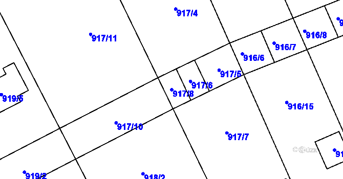 Parcela st. 917/8 v KÚ Ivanovice na Hané, Katastrální mapa