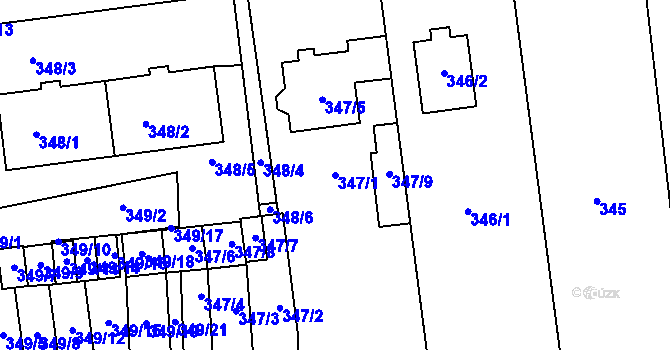 Parcela st. 347/1 v KÚ Ivanovice na Hané, Katastrální mapa