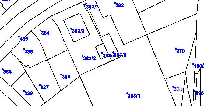 Parcela st. 383/4 v KÚ Ivanovice na Hané, Katastrální mapa