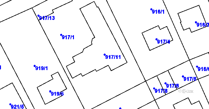 Parcela st. 917/11 v KÚ Ivanovice na Hané, Katastrální mapa