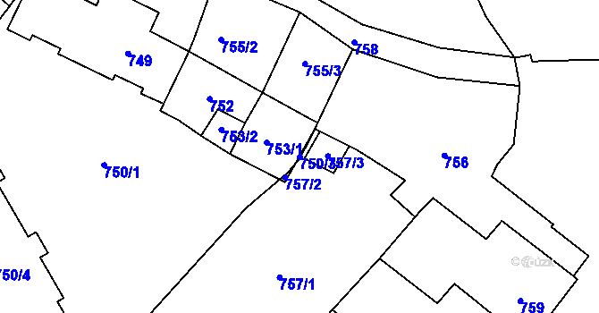 Parcela st. 750/3 v KÚ Ivanovice na Hané, Katastrální mapa