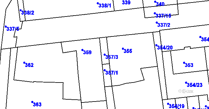 Parcela st. 357/3 v KÚ Ivanovice na Hané, Katastrální mapa