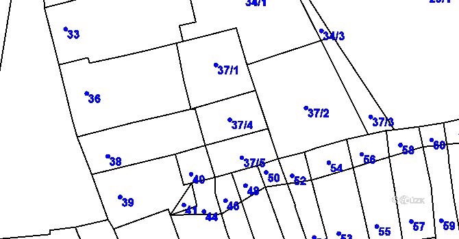 Parcela st. 37/4 v KÚ Ivanovice na Hané, Katastrální mapa