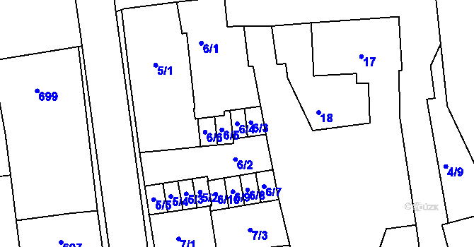 Parcela st. 6/4 v KÚ Ivanovice na Hané, Katastrální mapa