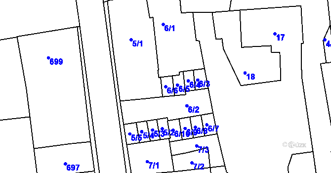 Parcela st. 6/6 v KÚ Ivanovice na Hané, Katastrální mapa
