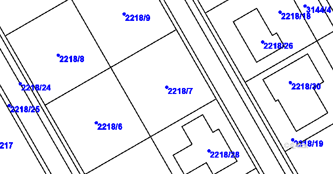 Parcela st. 2218/7 v KÚ Ivanovice na Hané, Katastrální mapa