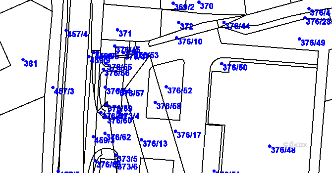 Parcela st. 376/52 v KÚ Ivanovice na Hané, Katastrální mapa
