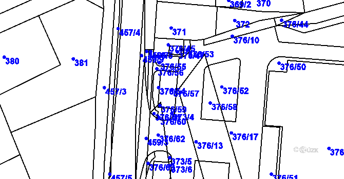 Parcela st. 376/57 v KÚ Ivanovice na Hané, Katastrální mapa