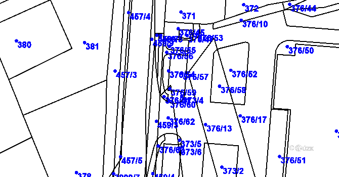 Parcela st. 376/59 v KÚ Ivanovice na Hané, Katastrální mapa