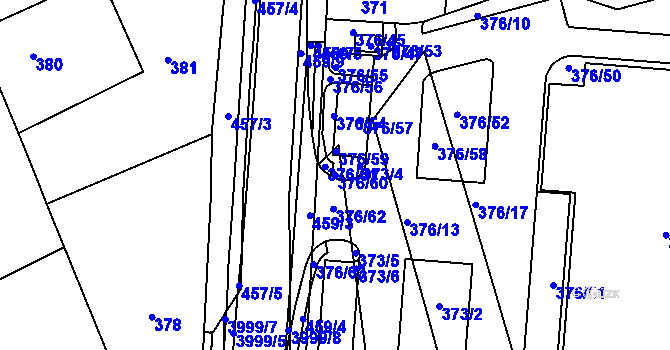 Parcela st. 376/60 v KÚ Ivanovice na Hané, Katastrální mapa