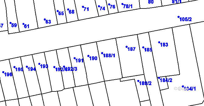 Parcela st. 188/1 v KÚ Ivanovice na Hané, Katastrální mapa