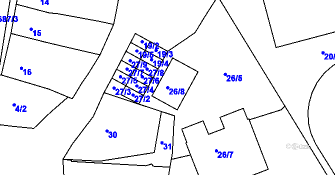 Parcela st. 26/8 v KÚ Ivanovice na Hané, Katastrální mapa