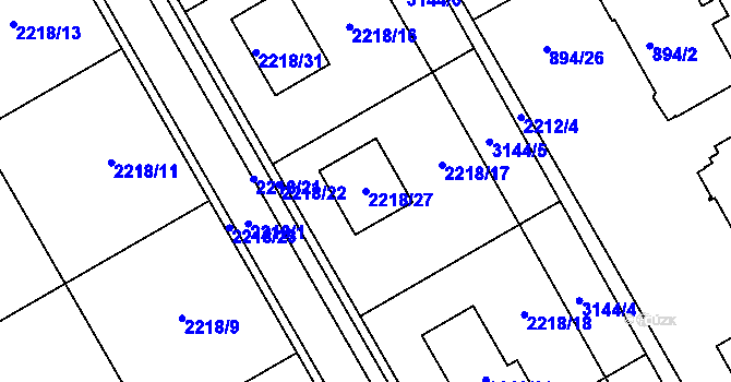 Parcela st. 2218/27 v KÚ Ivanovice na Hané, Katastrální mapa