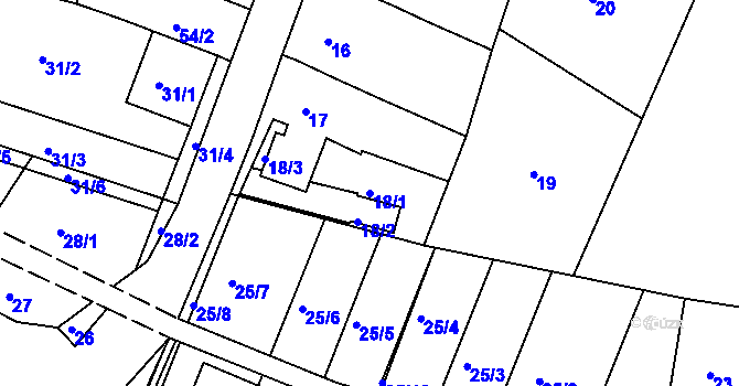 Parcela st. 18/1 v KÚ Ivanovice, Katastrální mapa