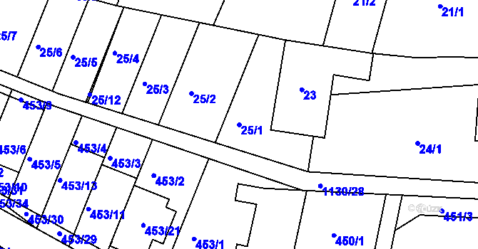 Parcela st. 25/1 v KÚ Ivanovice, Katastrální mapa