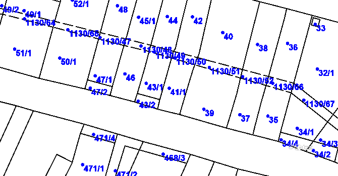 Parcela st. 41/1 v KÚ Ivanovice, Katastrální mapa