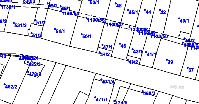 Parcela st. 47/2 v KÚ Ivanovice, Katastrální mapa