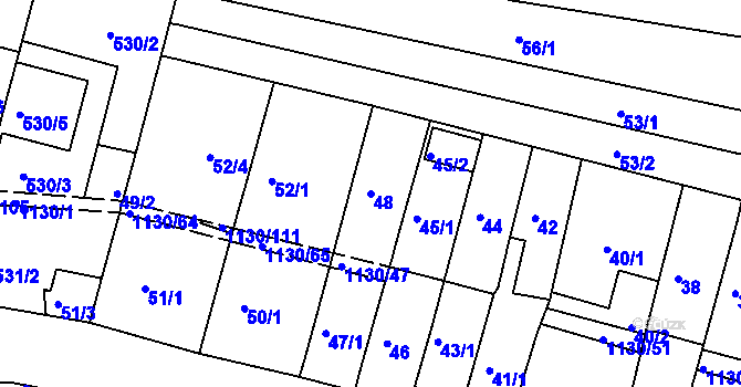 Parcela st. 48 v KÚ Ivanovice, Katastrální mapa