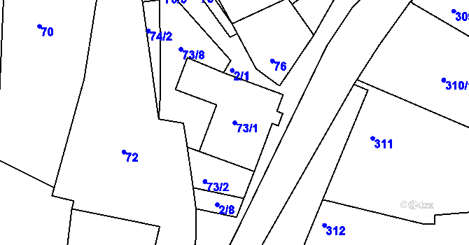 Parcela st. 73/1 v KÚ Ivanovice, Katastrální mapa