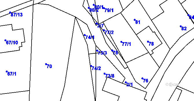 Parcela st. 73/3 v KÚ Ivanovice, Katastrální mapa