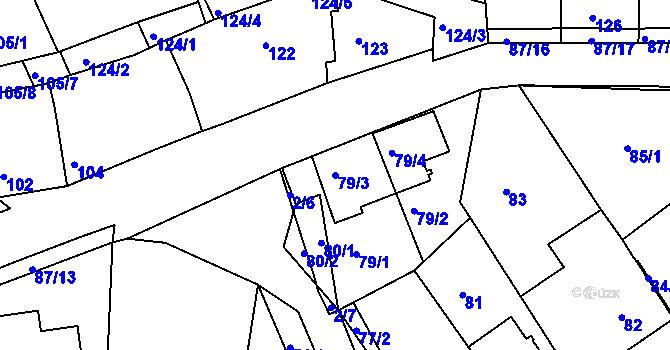 Parcela st. 79/3 v KÚ Ivanovice, Katastrální mapa
