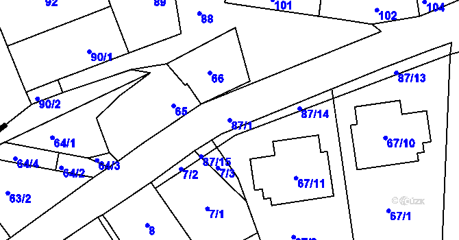 Parcela st. 87/1 v KÚ Ivanovice, Katastrální mapa