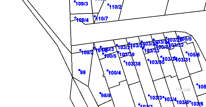 Parcela st. 100/5 v KÚ Ivanovice, Katastrální mapa