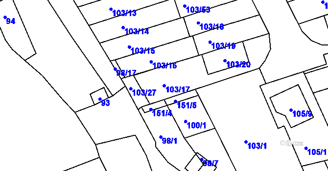 Parcela st. 103/17 v KÚ Ivanovice, Katastrální mapa