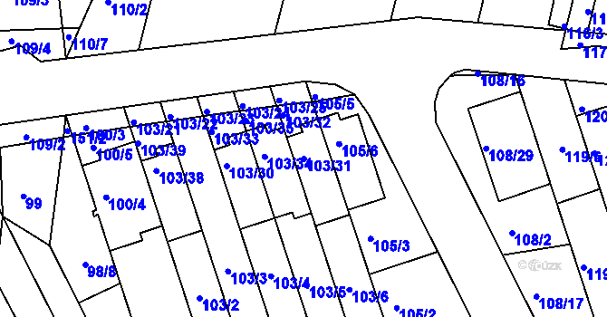 Parcela st. 103/31 v KÚ Ivanovice, Katastrální mapa