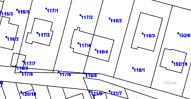 Parcela st. 118/4 v KÚ Ivanovice, Katastrální mapa