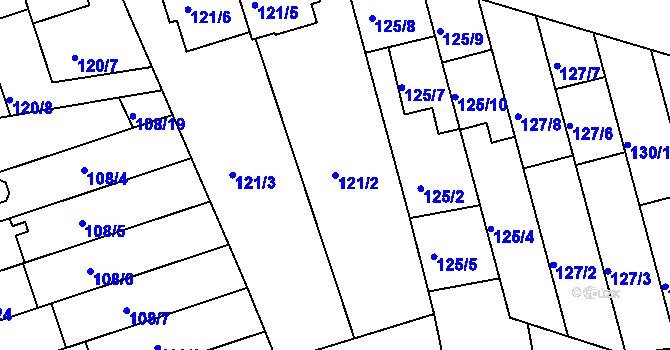 Parcela st. 121/2 v KÚ Ivanovice, Katastrální mapa