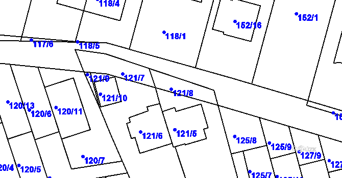 Parcela st. 121/8 v KÚ Ivanovice, Katastrální mapa