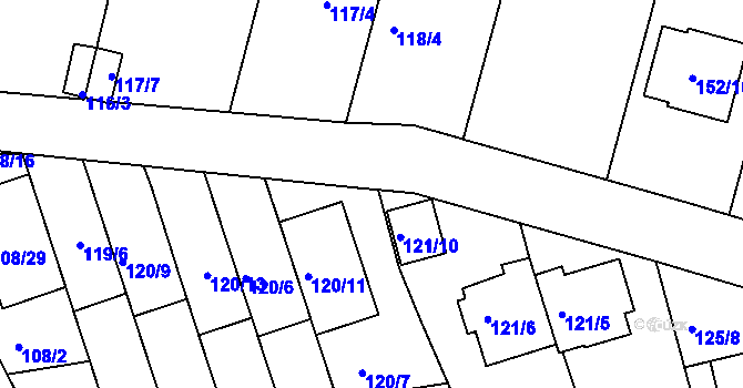 Parcela st. 121/9 v KÚ Ivanovice, Katastrální mapa