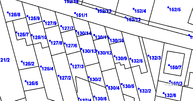 Parcela st. 130/12 v KÚ Ivanovice, Katastrální mapa