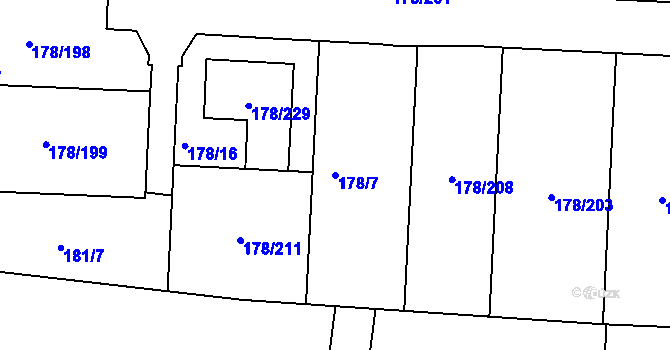 Parcela st. 178/7 v KÚ Ivanovice, Katastrální mapa