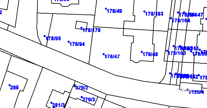 Parcela st. 178/47 v KÚ Ivanovice, Katastrální mapa