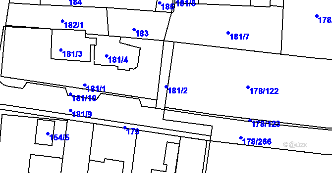 Parcela st. 181/2 v KÚ Ivanovice, Katastrální mapa