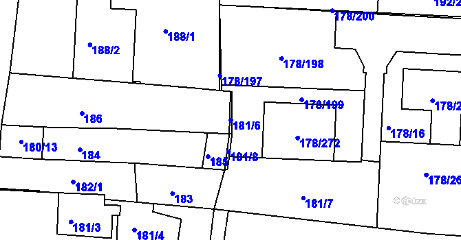 Parcela st. 181/6 v KÚ Ivanovice, Katastrální mapa