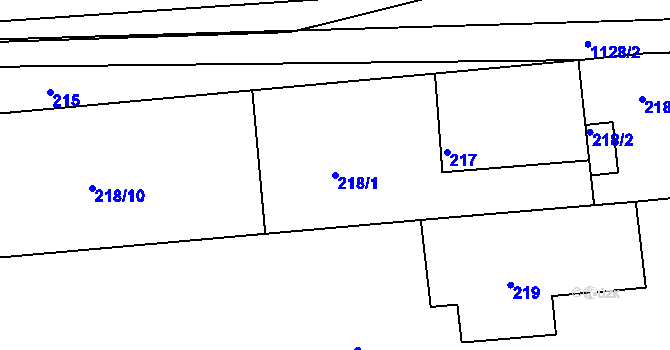 Parcela st. 218/1 v KÚ Ivanovice, Katastrální mapa