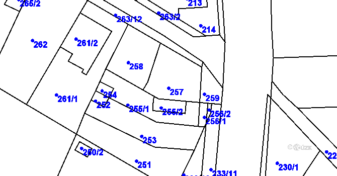 Parcela st. 257 v KÚ Ivanovice, Katastrální mapa