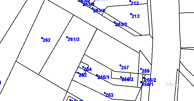 Parcela st. 258 v KÚ Ivanovice, Katastrální mapa