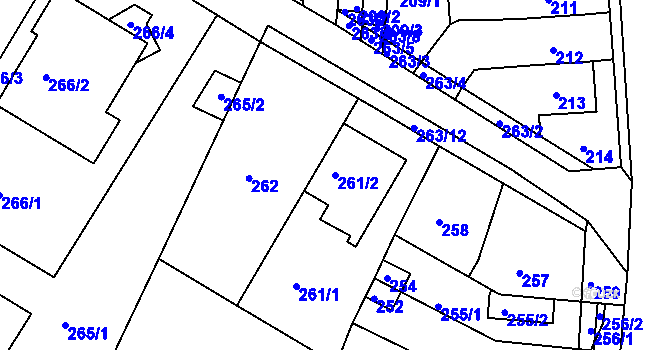 Parcela st. 261/2 v KÚ Ivanovice, Katastrální mapa