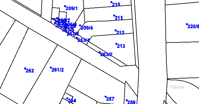 Parcela st. 263/2 v KÚ Ivanovice, Katastrální mapa