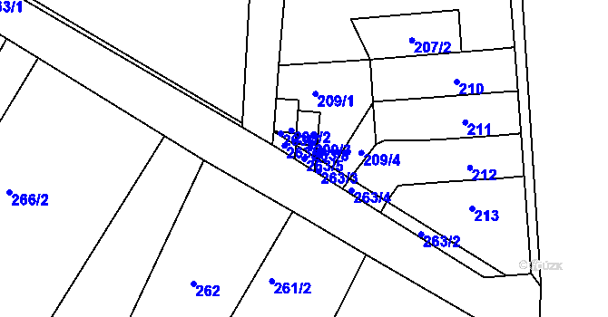 Parcela st. 263/5 v KÚ Ivanovice, Katastrální mapa