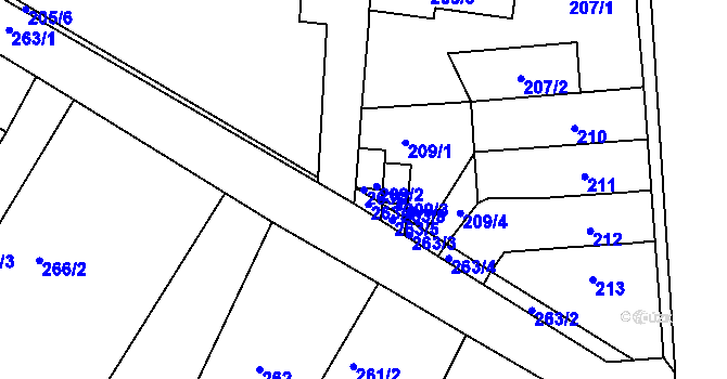 Parcela st. 263/7 v KÚ Ivanovice, Katastrální mapa