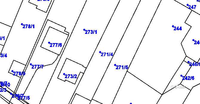 Parcela st. 271/4 v KÚ Ivanovice, Katastrální mapa