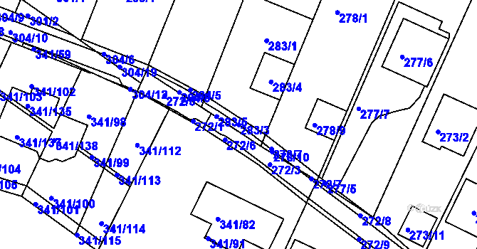 Parcela st. 283/3 v KÚ Ivanovice, Katastrální mapa