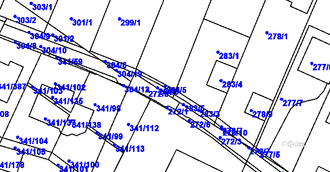Parcela st. 284/5 v KÚ Ivanovice, Katastrální mapa